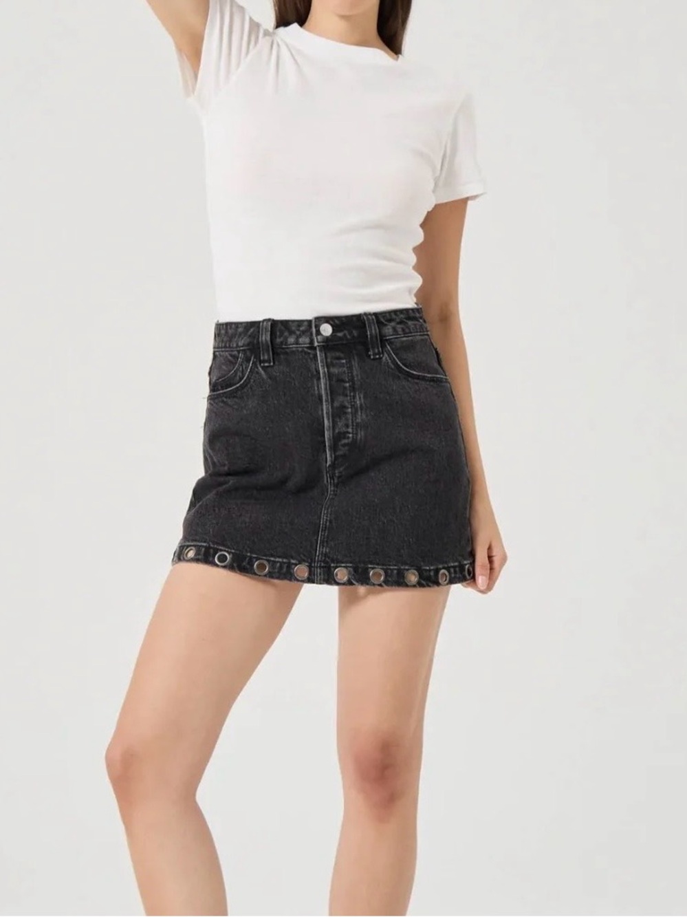 ROLLA’S High Line Mini Skirt Black Sand Eyelet